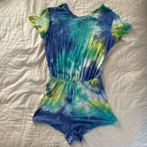 Women’s XS blue green tie dye American Apparel romper